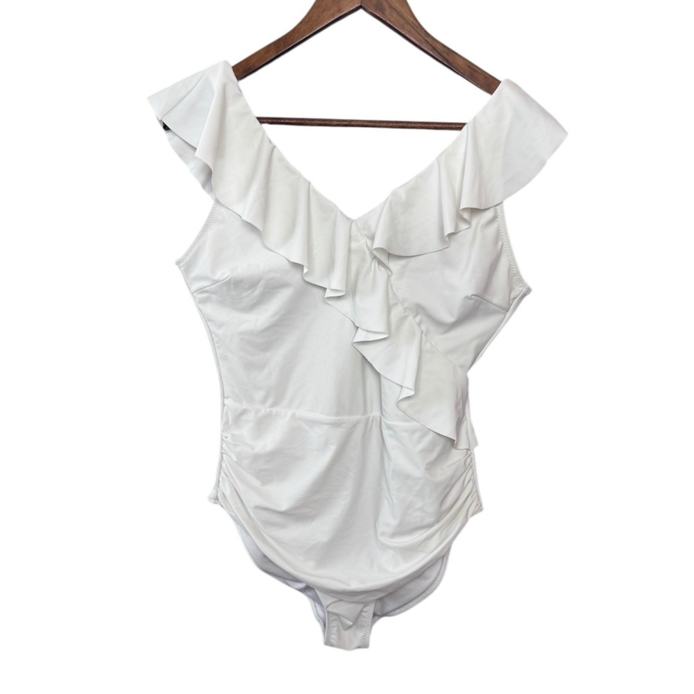 White Swimsuit Size X-Large Ruffle Coquette Ethereal Romantic Beach Resort